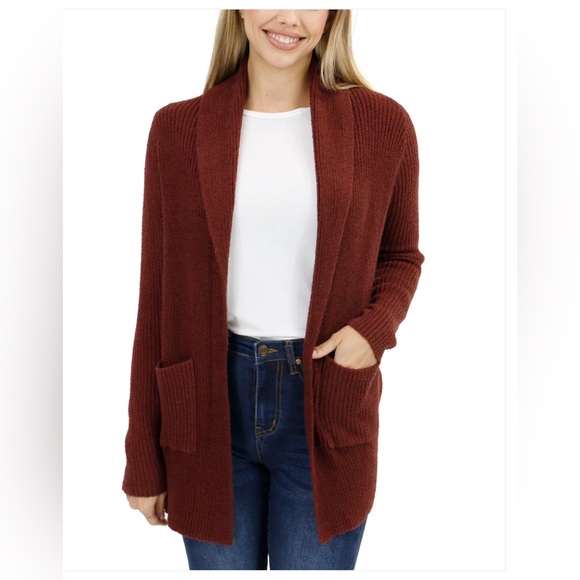 Bambü Cowl Neck Cherry Walnut Cardigan - Picture 4 of 12